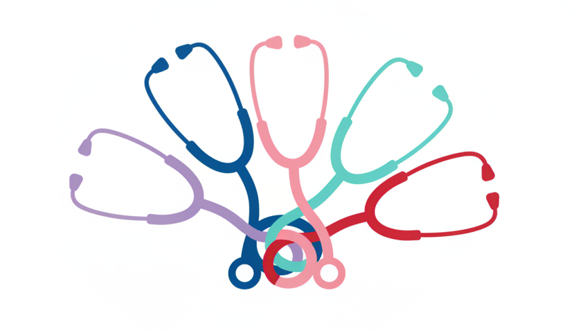an icon that demonstrates multiple stethoscope colors please and has a circle around it but no words