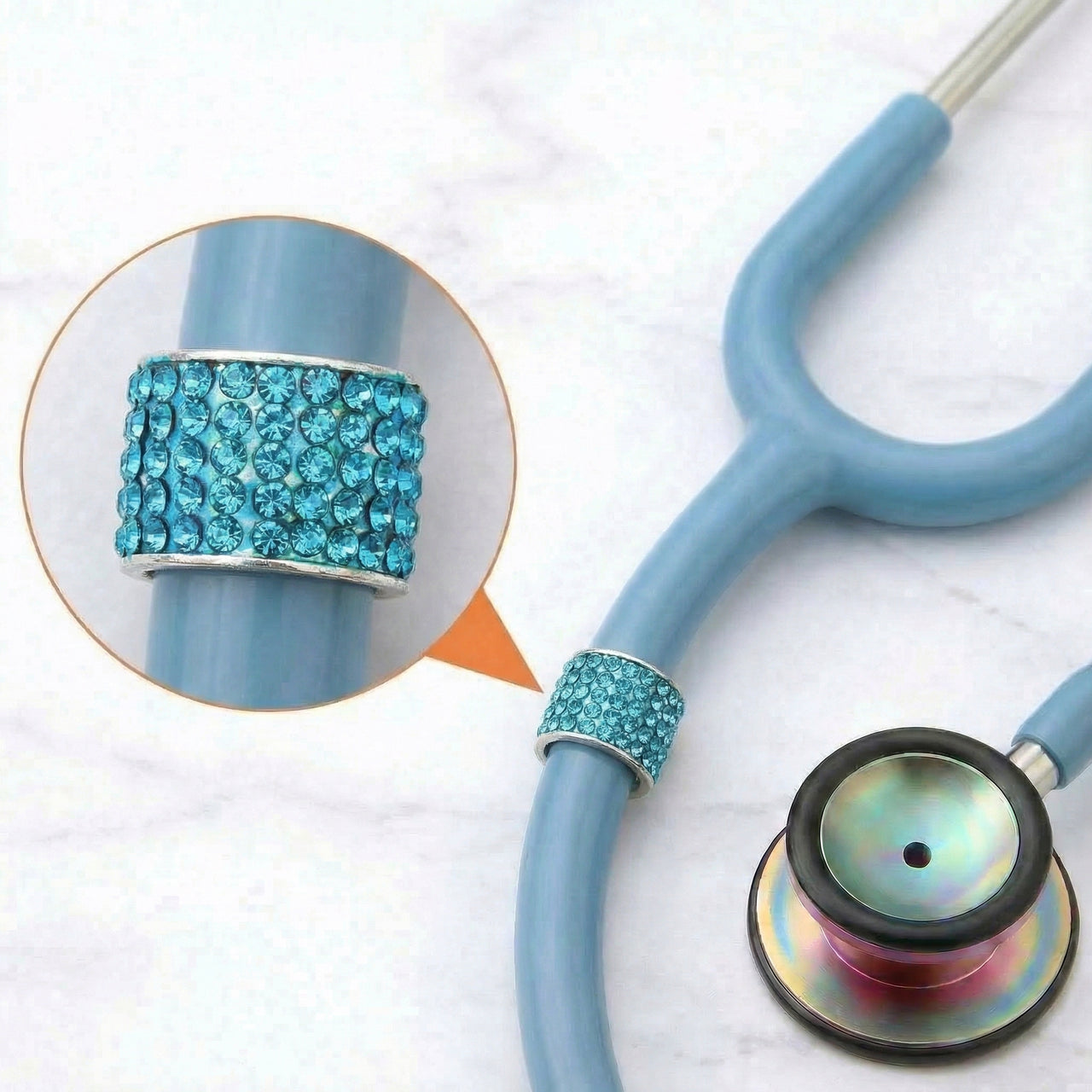 Aquamarine Bling Stethoscope Charm