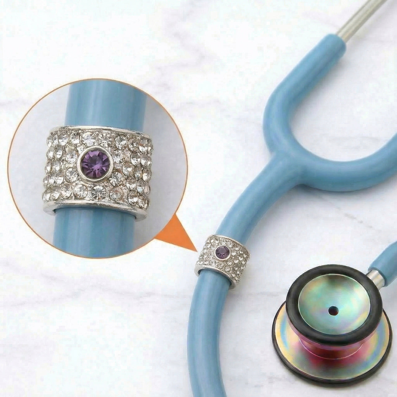 February Birth Stone Stethoscope Charm