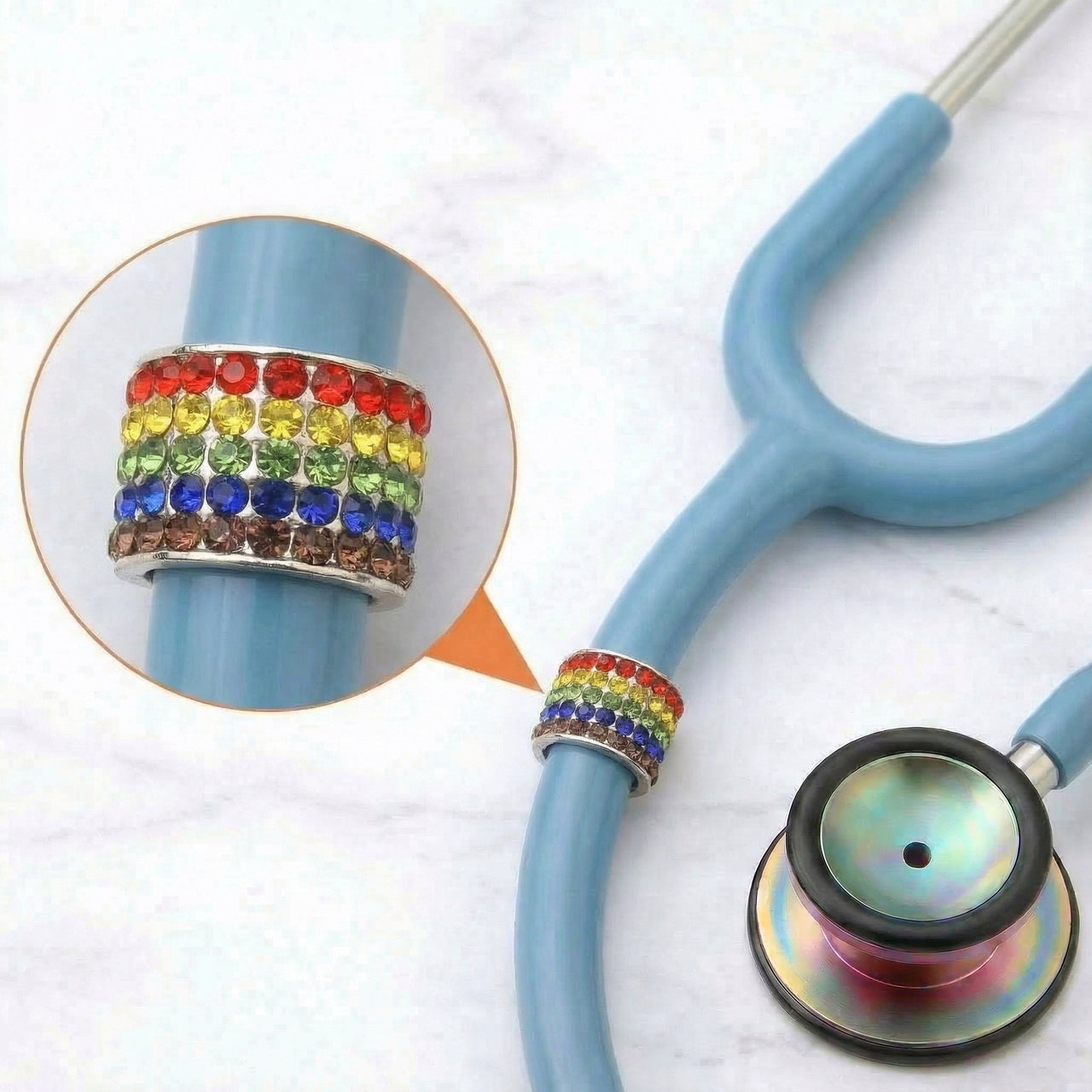 Rainbow Sparkle Stethoscope Charm