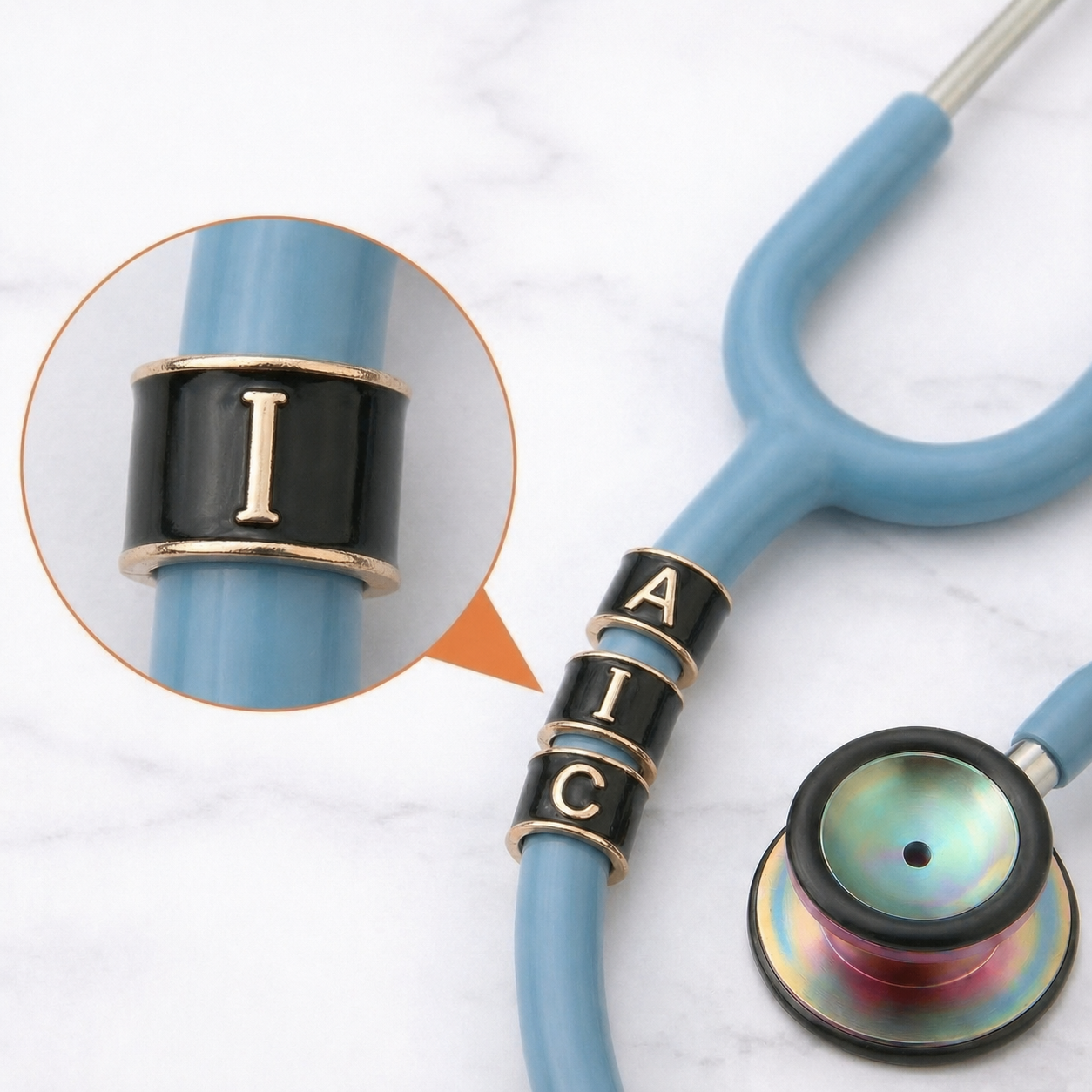 "I" Gloss Monogram Stethoscope Charm