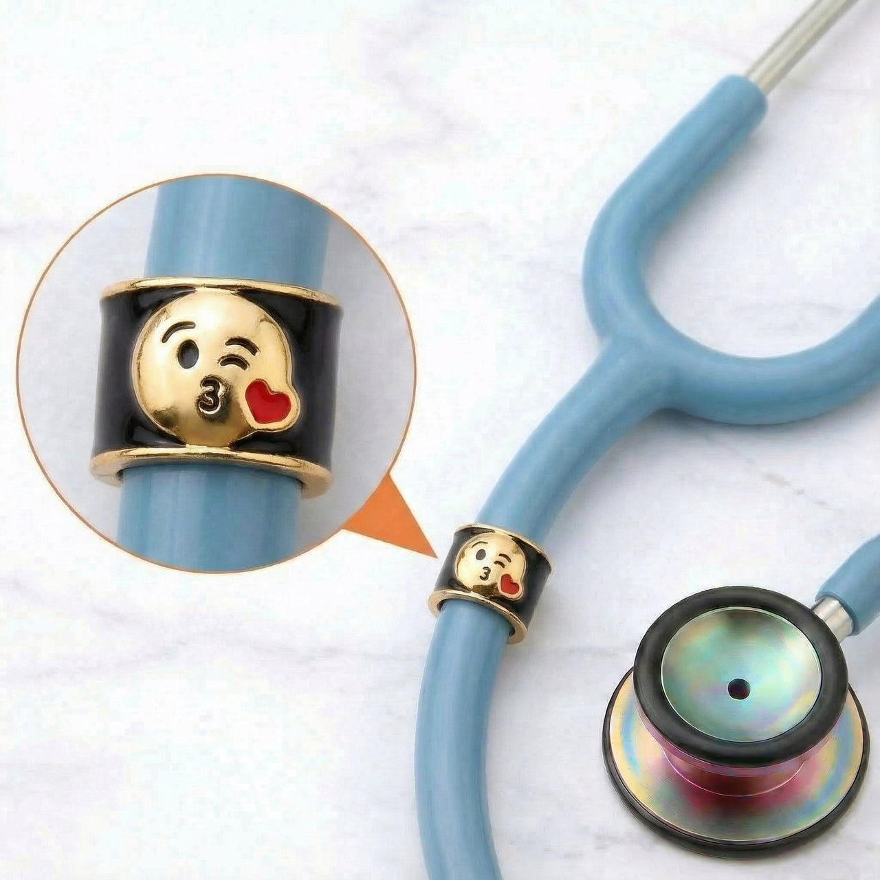 Kissy Face Emoji Stethoscope Charm