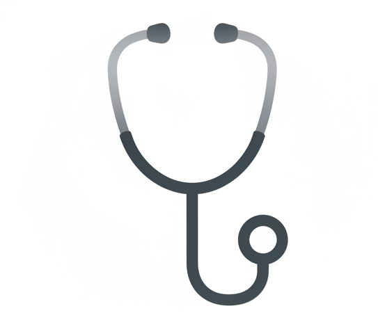 icon showing Elegant and Durable Design for a stethoscope  with a circle around it