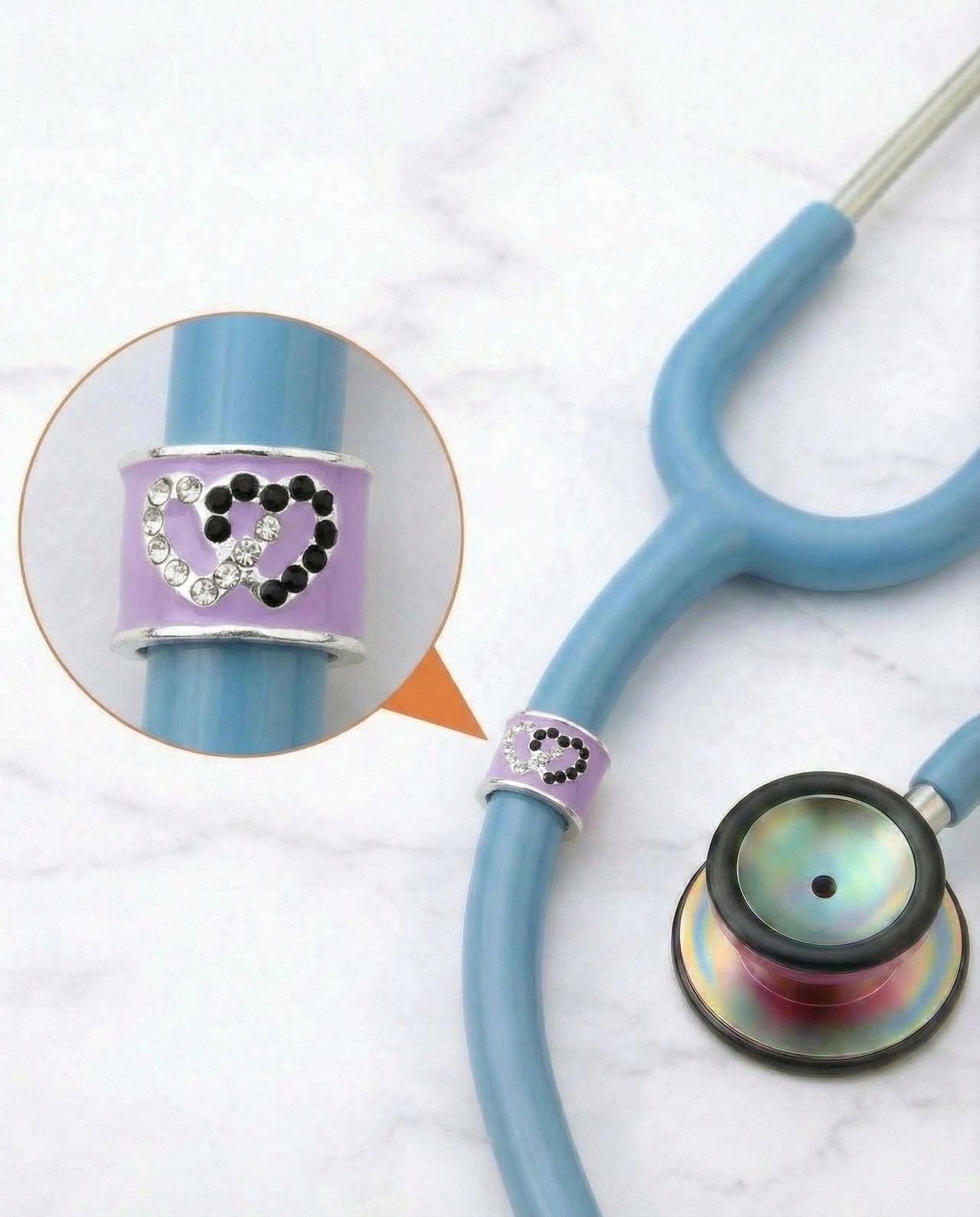 Interlocking Hearts Stethoscope Charm